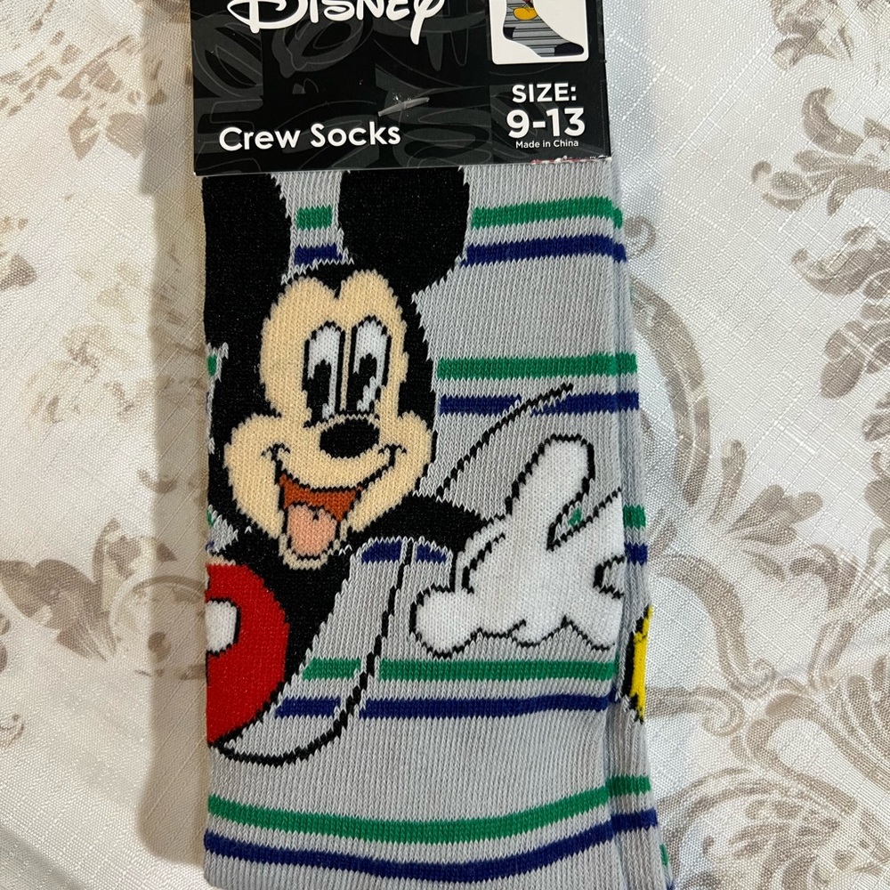 Disney World’s Fun “Mickey Mouse”Casual~Gray and Colorful Striped Socks~Fun